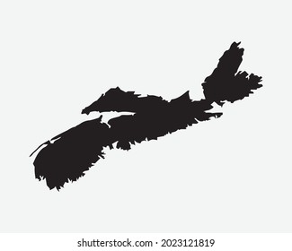 Nova Scotia Canada Map Black Silhouette. NS, Canadian Province Shape Geography Atlas Border Boundary. Black Map Isolated on a White Background. EPS Vector Graphic Clipart Icon