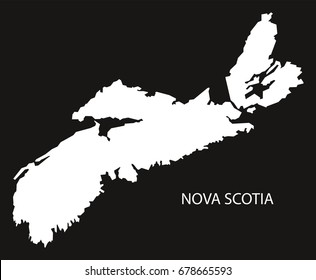 Nova Scotia Canada map black inverted silhouette illustration shape