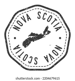 Nova Scotia, Canada Map Stamp Retro Postmark. Silhouette Postal Passport. Seal Round Vector Icon. Badge Vintage Postage Design.