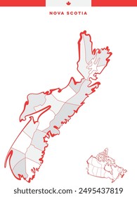 Nova Scotia - Canada Province - Cities Map - Vector - Regional District, North America