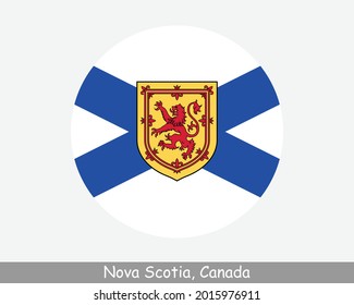 Nova Scotia Canada Round Circle Flag. NS Canadian Province Circular Button Banner Icon. EPS Vector