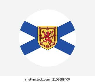 Nova Scotia Canada Round Flag. NS, Canadian Circle Flag. Nova Scotia Canada Province Circular Shape Button Banner. EPS Vector Illustration.