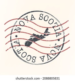 Nova Scotia, Canada Stamp Map Postal. Silhouette. Passport Round Design. Vector Icon. Design Retro Travel National Symbol.