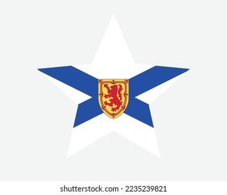 Nova Scotia Canada Star Flag. NS Canadian Five Point Star Shape Province Flag. Nova Scotian Bluenoser CA Banner Icon Symbol Vector Flat Illustration