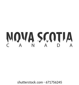 Nova Scotia. Canada. Text or labels with silhouette of forest