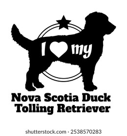 Nova Scotia Duck Tolling Retriever dog silhouette, i love my dog,  dog, dog breeds, logo, vector, silhouette, animal, illustration, icon, sign, black, pet,