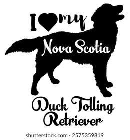  Nova Scotia Duck Tolling Retriever dog silhouette, dog, dog breeds, logo, vector, silhouette, i love my dog, animal, illustration, icon, sign, design, black, symbol, pet, love