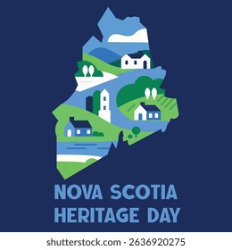 Nova Scotia Heritage Day Map Illustration – Canadian Holiday and Culture Concept
