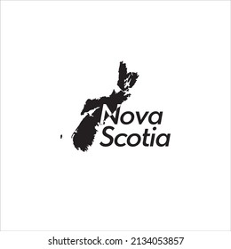 Nova Scotia map and black lettering design on white background