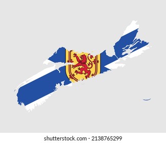 Nova Scotia Map Flag. Map of NS, Canada with flag. Canadian Province. Vector illustration Banner.