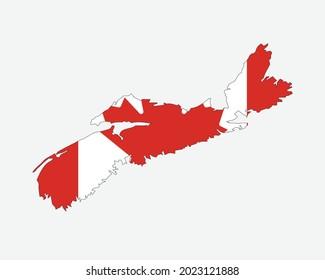 Nova Scotia Map on Canadian Flag. NS, CA Province Map on Canada Flag. EPS Vector Graphic Clipart Icon