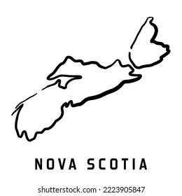 Nova Scotia map outline - smooth simple hand-drawn Canadian province shape map vector. Province in Canada.