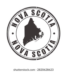 Nova Scotia Map Stamp Distressed Vector Illustration With Circular Border