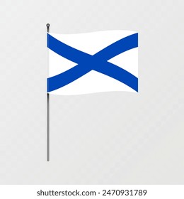 Nova Scotia province flag on flagpole. Vector illustration.