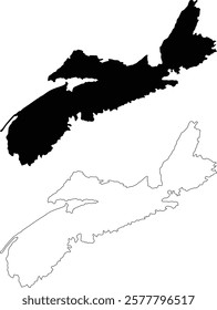 Nova Scotia province vector map outline contour silhouette 