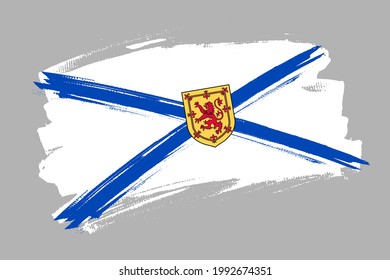 The Nova Scotia Provinces flag, Canada. Canadian region banner brush concept. Horizontal vector Illustration isolated on gray background.  