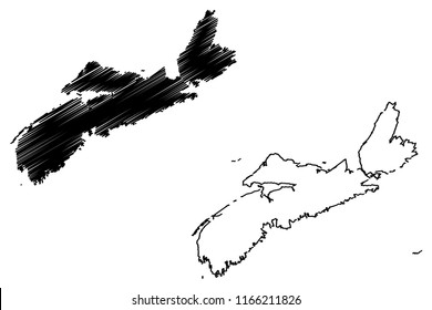 Nova Scotia (provinces and territories of Canada) map vector illustration, scribble sketch Nova Scotia map