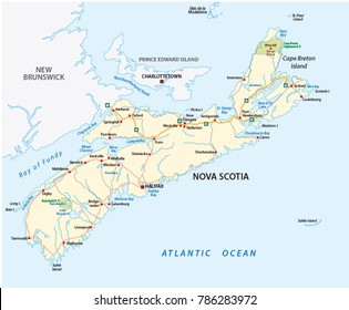 Nova Scotia road vector map, Canada