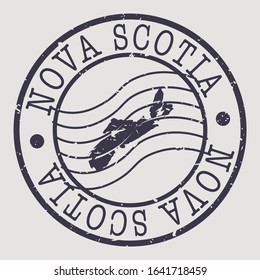 Nova Scotia Stamp Postal. A Map Silhouette Seal. Passport Round Design. Vector Icon Design Retro Travel.