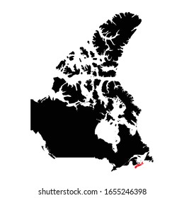 Nova Scotia territory highlighted on Canada map Vector EPS 10