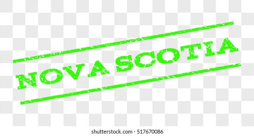 Nova Scotia watermark stamp. Text caption between parallel lines with grunge design style. Rubber seal stamp with scratched texture.