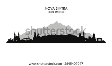Nova Sintra Skyline Silhouette with Cape Verde.
