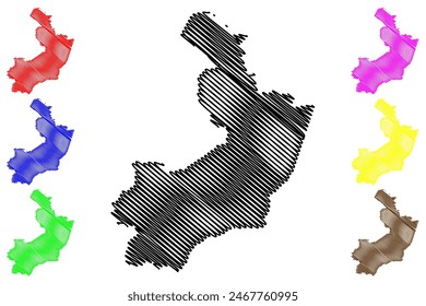 Ilustración vectorial de mapas del municipio de Nova Venecia (estado de Espírito Santo, municipios de Brasil, República Federativa de Brasil), bosquejo de garabatos mapa de Nova Venecia