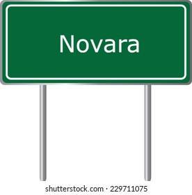 Novara , Italy , road sign green vector illustration, road table