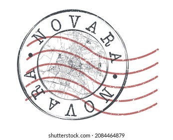 Novara, Province of Novara, Italy Stamp Map Postal. Silhouette Seal Roads and Streets. Passport Round Design. Vector Icon. Design Retro Travel National Symbol.