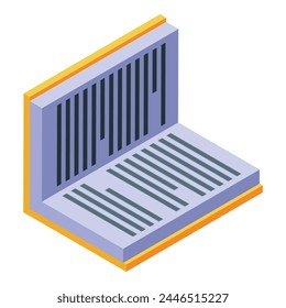 Icono de libro de novela Vector isométrico. Estudio escolar. Documento de forma