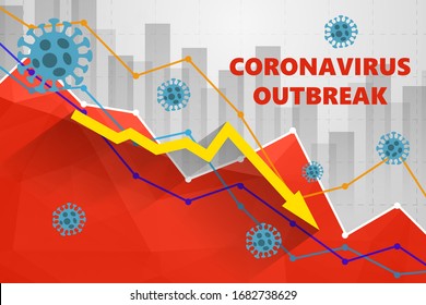 Novel corona virus disease COVID-19, 2019-nCoV with text coronavirus outbreak on correction market background. concept of the fall of the World trade market and economy