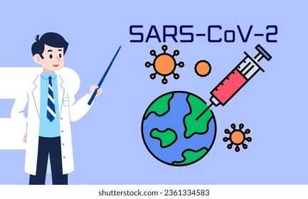 El virus Novel Corona Virus SARS-CoV-2, el virus que causa la ilustración detallada del vector COVID-19.