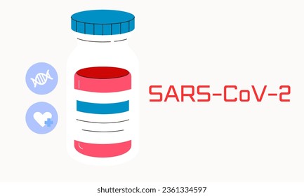 The Novel Corona Virus SARS-CoV-2, the virus causing COVID-19 detailed flat vector illustration.