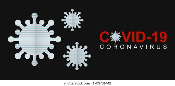 Novel Coronavirus 2019 n-CoV. Creative coronavirus design idea. Creative coronavirus design concept in paper cut style and black background. covid-19 design template