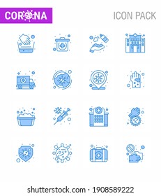 Novel Coronavirus 2019-nCoV. 16 Blue icon pack hospital; ambulance; clean; hospital; building viral coronavirus 2019-nov disease Vector Design Elements