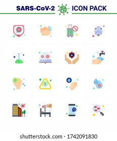 Novel Coronavirus 2019-nCoV. 16 Flat Color icon pack virus; mask; water; gas; stop viral coronavirus 2019-nov disease Vector Design Elements