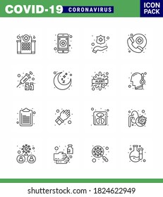 Novel Coronavirus 2019-nCoV. 16 Line icon pack medicine; protection; protect hands; flu; medical assistance viral coronavirus 2019-nov disease Vector Design Elements