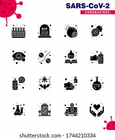 Novel Coronavirus 2019-nCoV. 16 Solid Glyph Black icon pack eye; support; attack; online; communication viral coronavirus 2019-nov disease Vector Design Elements