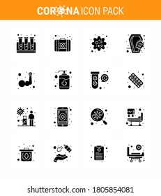 Novel Coronavirus 2019-nCoV. 16 Solid Glyph Black icon pack hand; layer; patogen; skull; death viral coronavirus 2019-nov disease Vector Design Elements