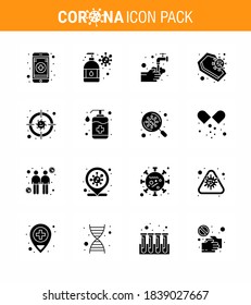 Novel Coronavirus 2019-nCoV. 16 Solid Glyph Black icon pack target; infection; medical; death; coffin viral coronavirus 2019-nov disease Vector Design Elements