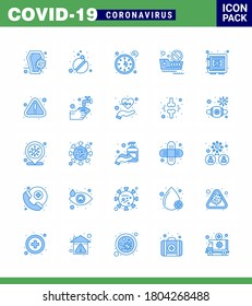Novel Coronavirus 2019-nCoV. 25 Blue icon pack locker; ship; care; cruise; timer viral coronavirus 2019-nov disease Vector Design Elements