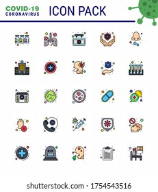 Novel Coronavirus 2019-nCoV. 25 Flat Color Filled Line icon pack cold; shield; pneumonia; protect; sign viral coronavirus 2019-nov disease Vector Design Elements