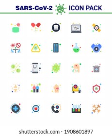 Novel Coronavirus 2019-nCoV. 25 Flat Color icon pack seconds; service; dental; online; check viral coronavirus 2019-nov disease Vector Design Elements