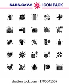 Novel Coronavirus 2019-nCoV. 25 Solid Glyph icon pack plasm; germs; shield; bacterium; medical viral coronavirus 2019-nov disease Vector Design Elements