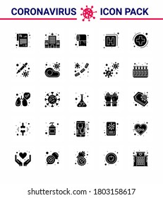 Novel Coronavirus 2019-nCoV. 25 Solid Glyph icon pack sign; health; roll; medica; medicine viral coronavirus 2019-nov disease Vector Design Elements