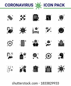 Novel Coronavirus 2019-nCoV. 25 Solid Glyph icon pack epidemic; skull; skeleton; bone; medical viral coronavirus 2019-nov disease Vector Design Elements