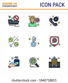 Novel Coronavirus 2019-nCoV. 9 Filled Line Flat Color icon pack viruses; microbe; virus infection; germs; care viral coronavirus 2019-nov disease Vector Design Elements