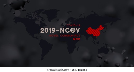 Novel Coronavirus (2019-nCoV). China pathogen respiratory coronavirus 2019-nCoV aus Wuhan, Asien-China Karte Infografiken.Virus Covid 19-NCP. nCoV wird als einsträngiges RNA-Virus bezeichnet.