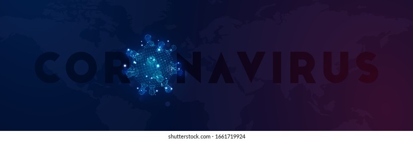 Novel Coronavirus (2019-nCoV). China pathogen respiratory coronavirus 2019-nCoV originating in Wuhan, Asia-China. Background cell Virus Covid 19-NCP Global world map. nCoV is single-stranded RNA virus