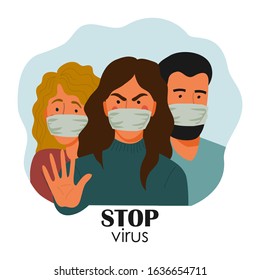 Novel coronavirus 2019-nCoV in China, people in white medical face mask. Concept of coronavirus quarantine. vector